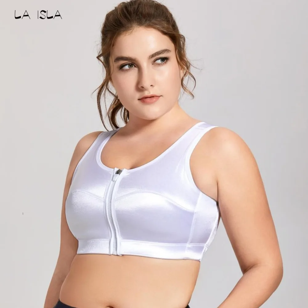 

Women's High Impact Back Support Zip Front Close Plus Size Sports Bra