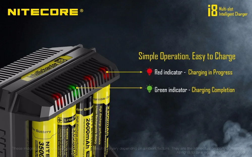 Nitecore i8 интеллектуальное зарядное устройство 8 слотов всего 4A выход Смарт зарядное устройство для IMR18650 16340 10440 AA AAA 14500 26650 и USB устройства