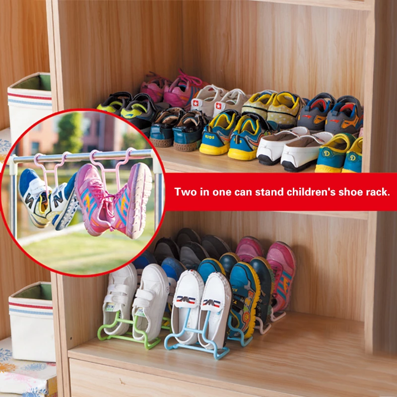 Новая одежда для маленькой девочки 2 шт./компл. высокое качество многофункциональная для обуви стеллаж для хранения «Два в одном» 4 Цвета практичный Пластик по поставке товаров для дома для детей