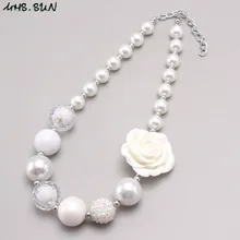MHS. SUN модный дизайн для маленьких девочек массивное ожерелье из бисера милый розовый цветок дети бисерное ожерелье ручной работы массивные ювелирные изделия для детей