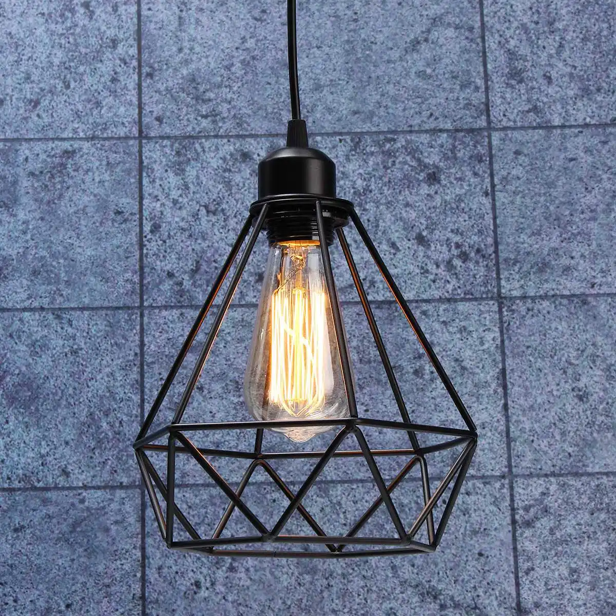 Лидер продаж, подвесной светильник в ретро-клетке, железный минималистичный ретро скандинавский Лофт, пирамида, подвесной светильник, металлическая Подвесная лампа E27 для помещений