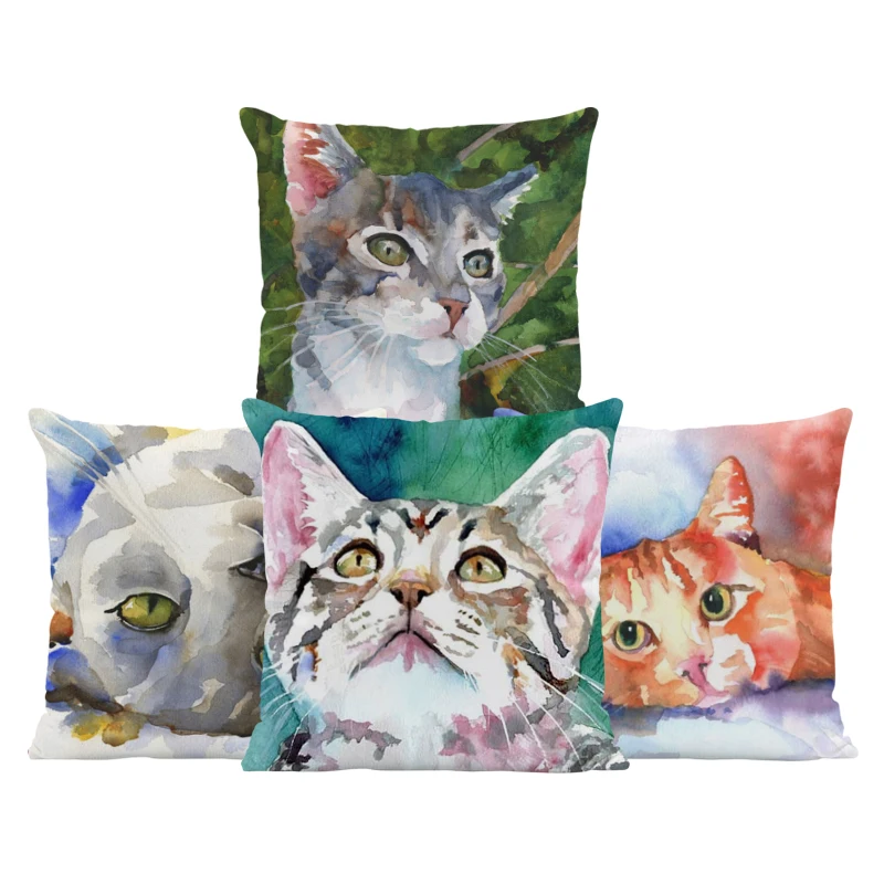 

Cat Colorful Cushion Cover Black Creativity Red Pillowcase Gray Rustic Country Lounge Gift Throw Pillow Case Large Velvet Pastel
