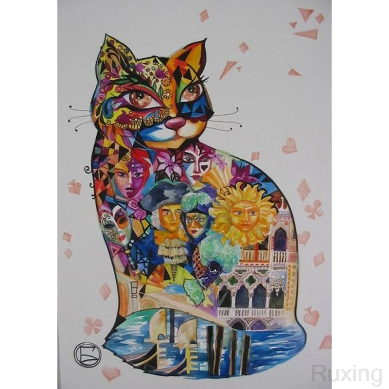 

5D DIY Diamond PaintingCartoon flower cat stitching figure Diamond Mosaic Rhinestones Diamond Embroidery Cross Stitch Home Decor