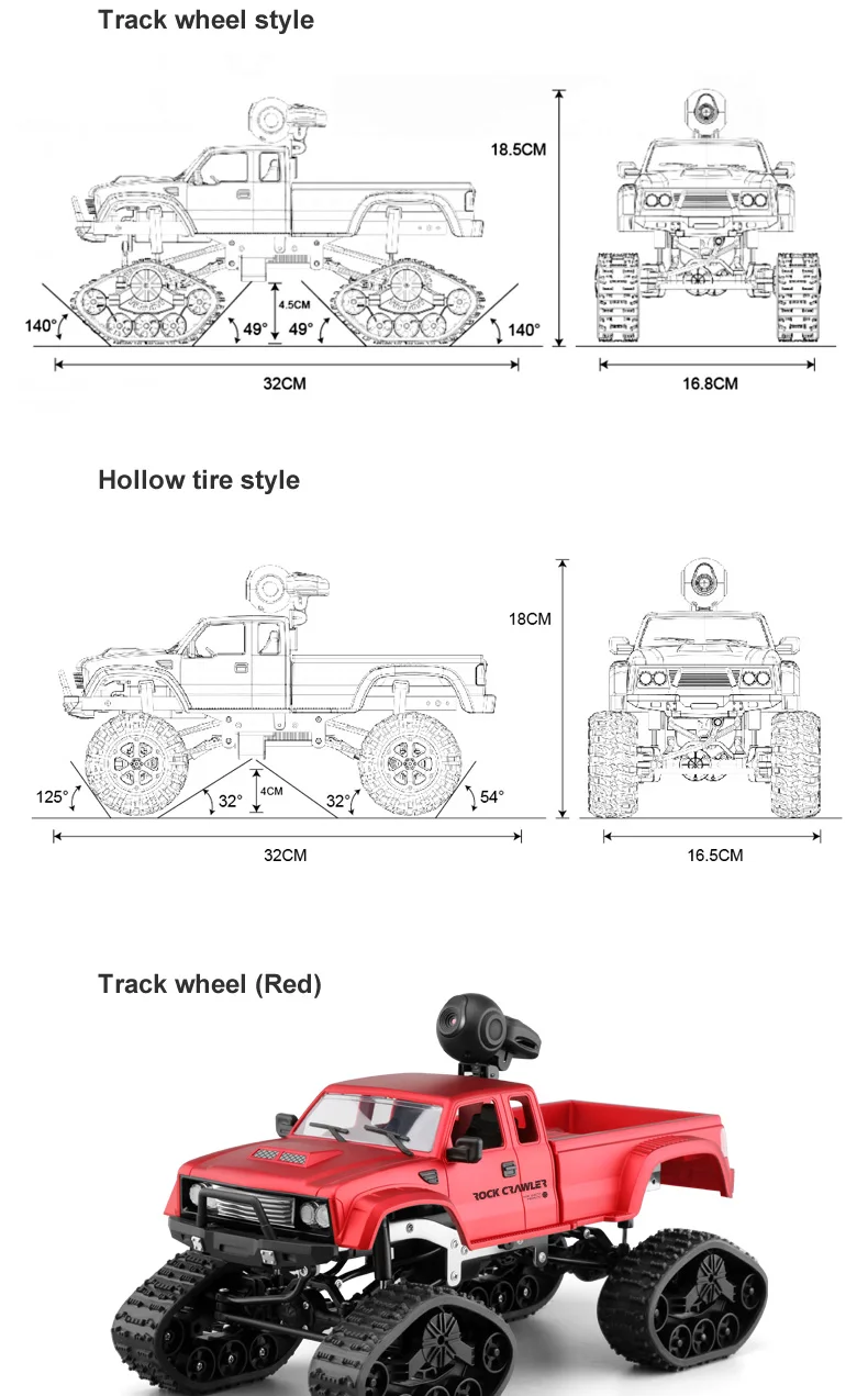 Радиоуправляемый автомобиль 1:16 внедорожный грузовик FY002B 2,4 GHZ 1/16 4WD SUV Pickup Trucks WiFi FPV 0.3MP автомобиль Camion WiFi RTR игрушки для снежного скалолазания