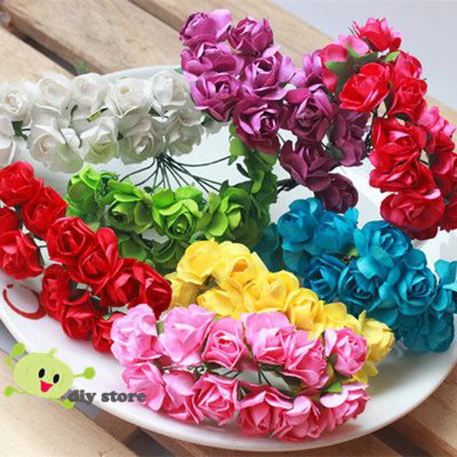 144pcs cheap small head wreath form rose tissue paper flower bouquet tissue paper flower wreath