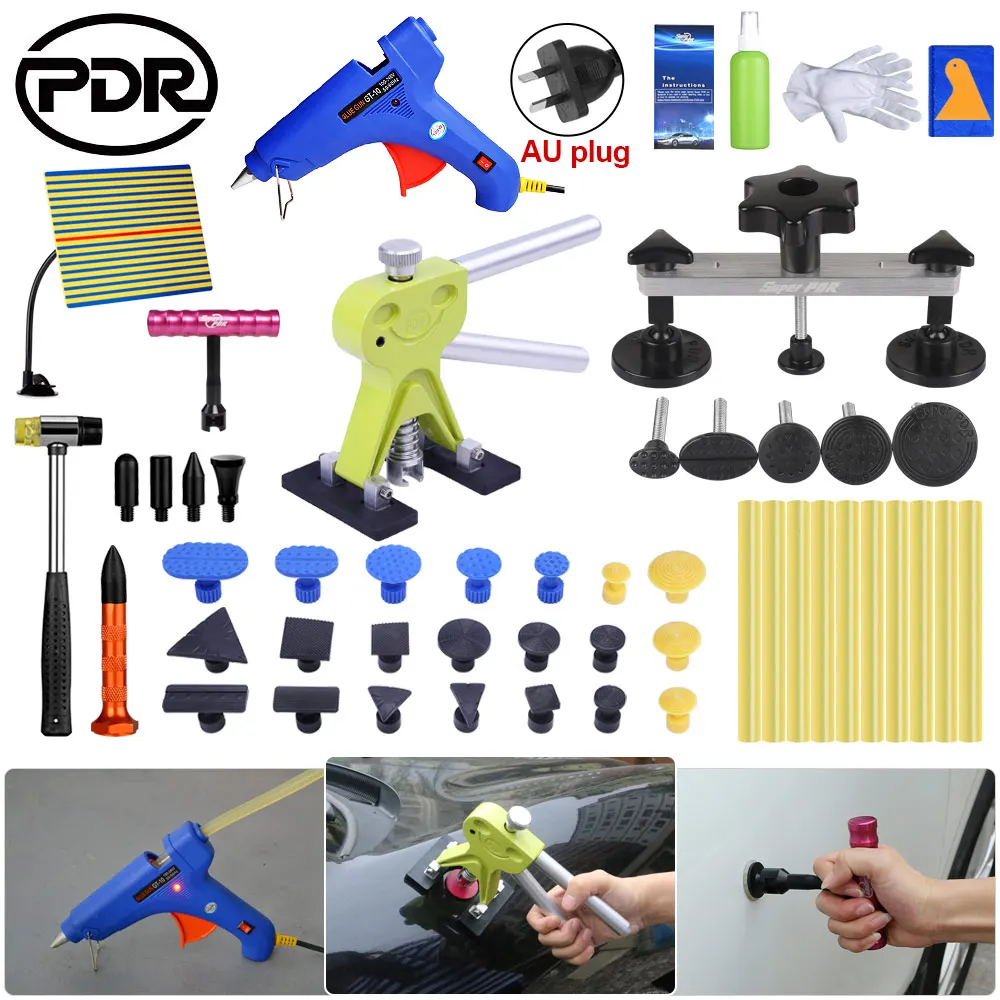 

PDR Professional Car Repair Tool Set Car Machine Repair Service Tools Kit Line Board Dent Puller Kit AU Glue Gun