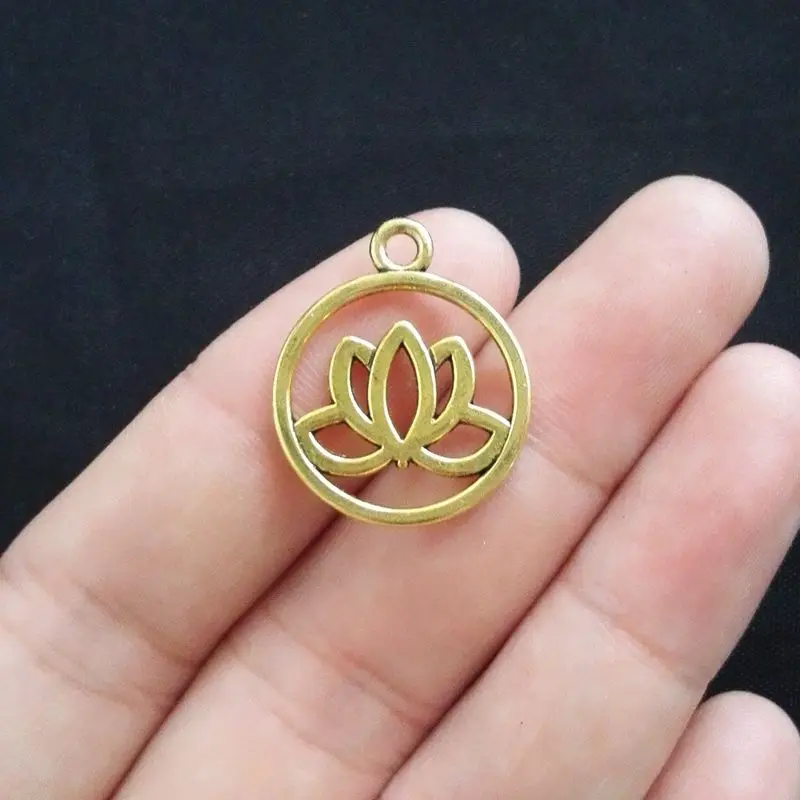 50 шт. подвески в виде цветка лотоса|charm antique silver|charms antiqueflower charm |