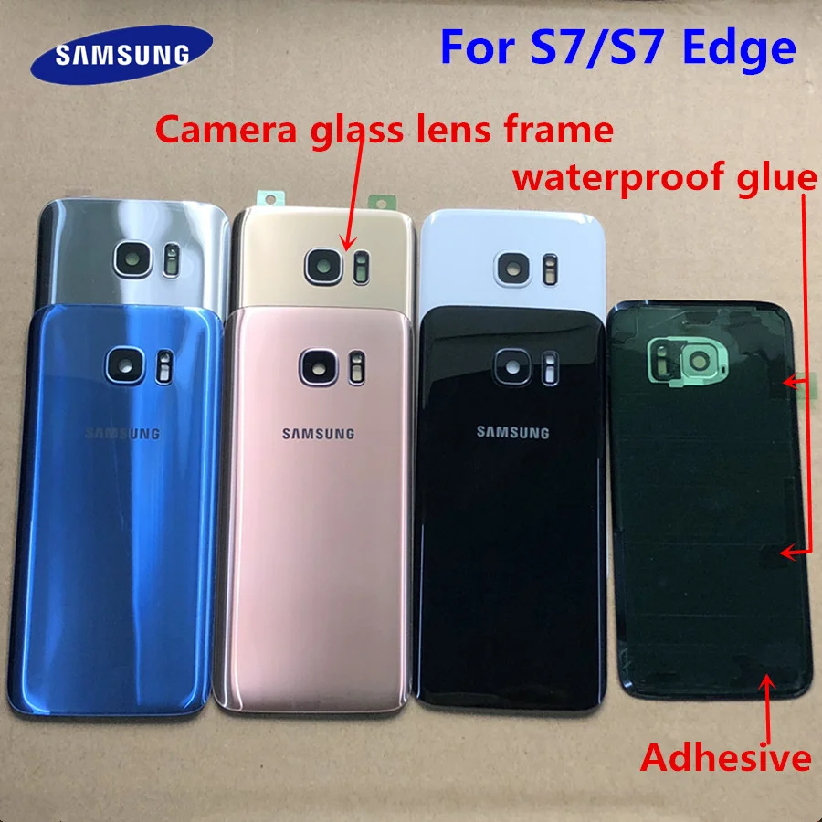 

For SAMSUNG Galaxy S7 G930F/S7 Edge G935F Back Glass Battery Cover Rear Door Housing Case For SAMSUNG S7 S7Edge Back Glass Cover