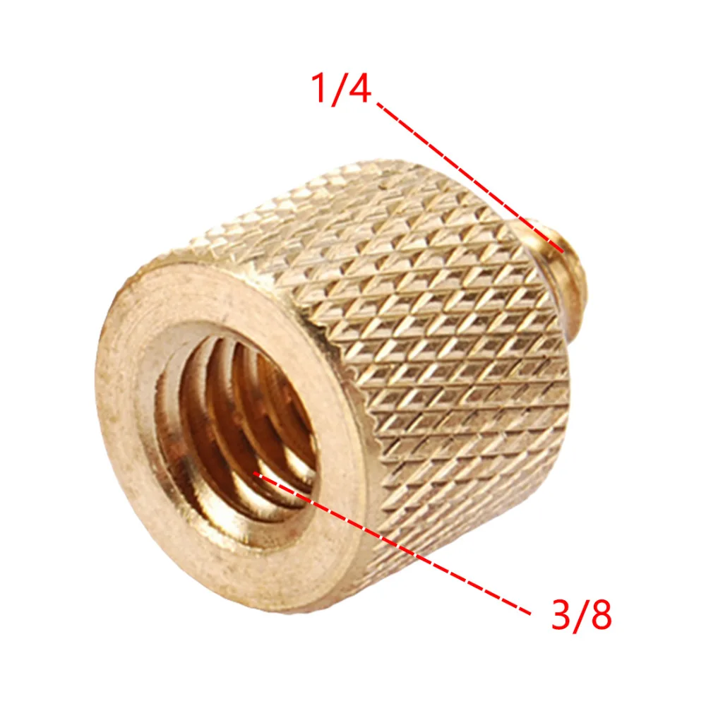 

JMFOTO High Quality Tripod Thread Screw Adapter 3/8 to 1/4 Female Male Converter Gold Color Brass