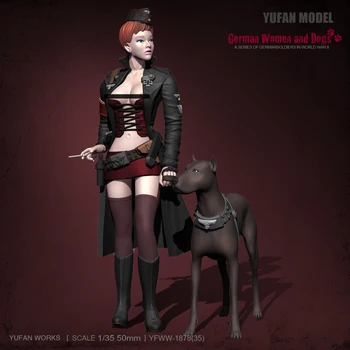 

75Mm German Female Soldier and Dog Resin Soldier YFWW-1878