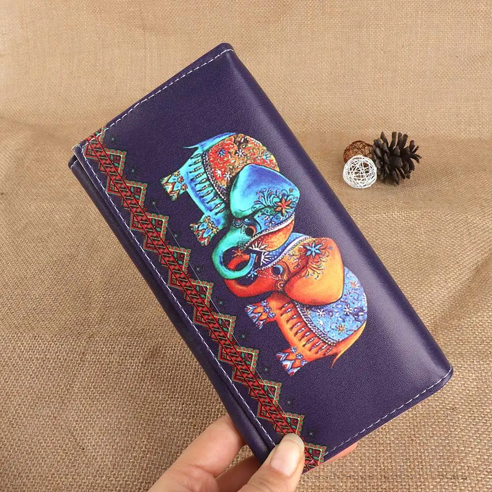 

Hot Women Wallets Lady Handbags Coin Purse Animal Prints Cute Elephant Long Clutch Wallet Cards ID Money Holder Bags