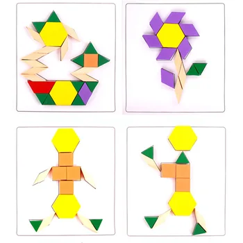 

Wooden Shape And Color Cognitive Toys 60Pcs/set Wooden Geometry Puzzle Pieces Jigsaw Puzzle Toys Gifts For Boy And Girl