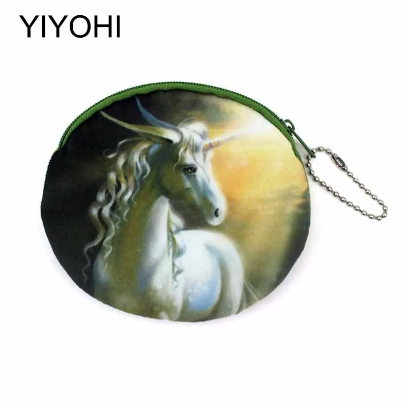 

YIYOHI New Novelty 3D Printing Unicorn/Skull head Zipper Plush Coin Purse Kawaii Children Coin Purse Women Wallet Mini Handbag