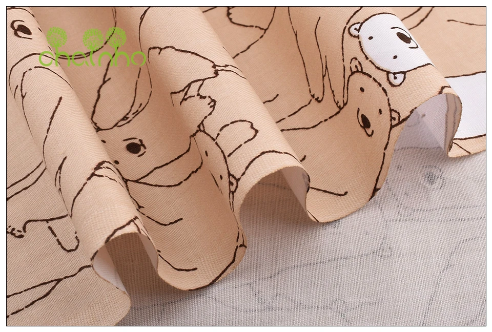 Chainho, 6 шт./лот, новые медведи и рыбки, саржевая хлопковая ткань, Лоскутная Ткань, DIY шитье стеганые жировые кварталы материал для ребенка и ребенка