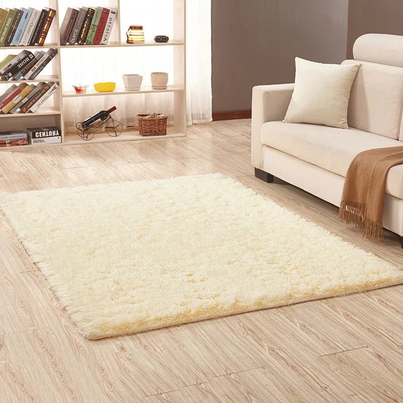 

New 16 Color washed silk hair non-slip carpet living room coffee table blanket Bedroom bedside mat yoga rugs solid color plush