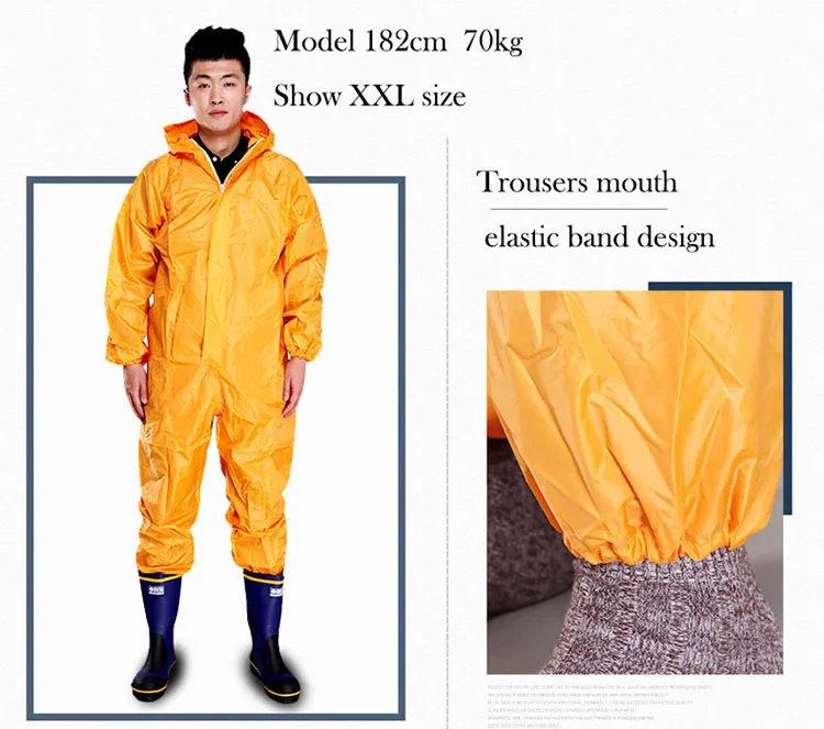 Men Waterproof Overalls Hooded Rain Coveralls Work Clothing Dust-proof Paint Spray Male Raincoat Workwear Safety Suits M-XXXL (5)