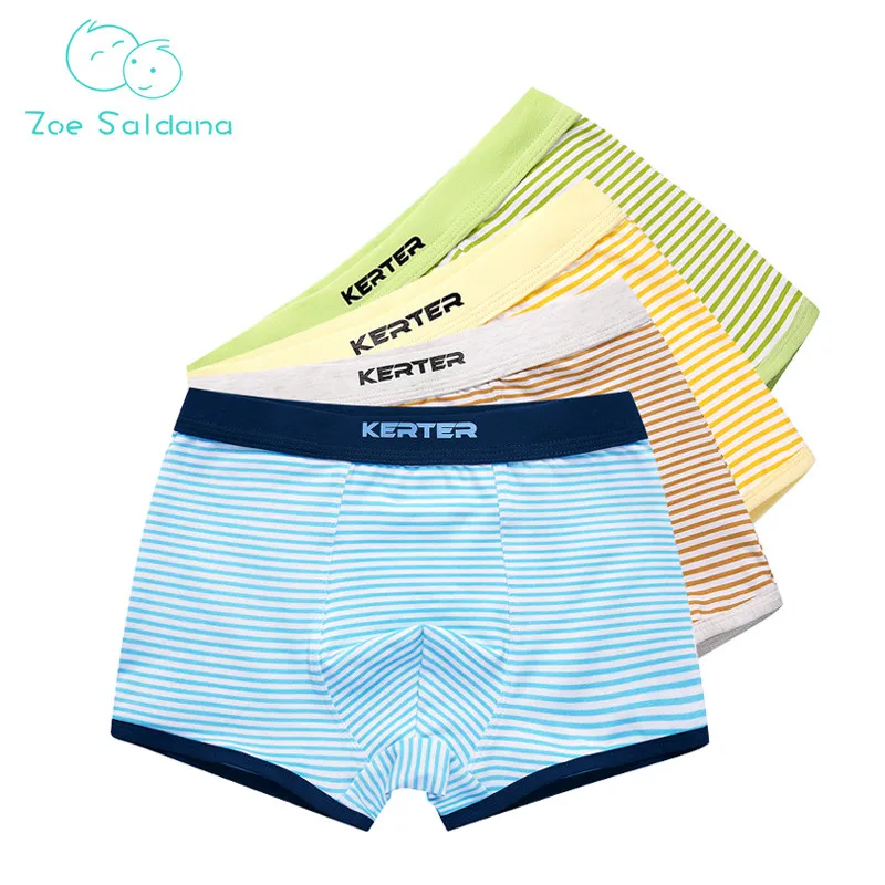

Boy's Underwear New 4 Pcs/Lot Striped Boxer Teenager Panties Cotton Baby Boy Briefs Soft Comfortable Underpants