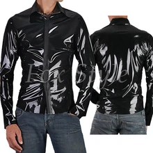 Новая модная латексная рубашка для мужчин со скрытой молнией