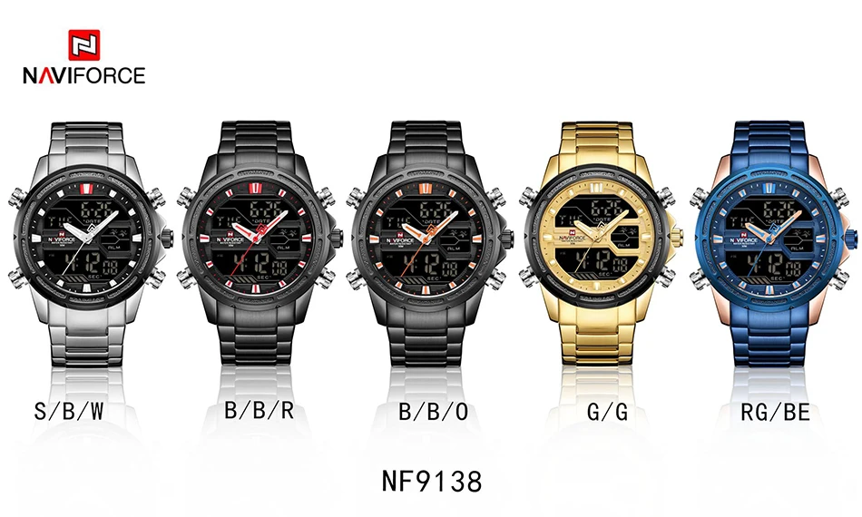 New NAVIFORCE Mens Analog Watch Luxury Fashion Sport Waterproof Quartz Wristwatch All-Steel Male Watches Clock Relogio Masculino -