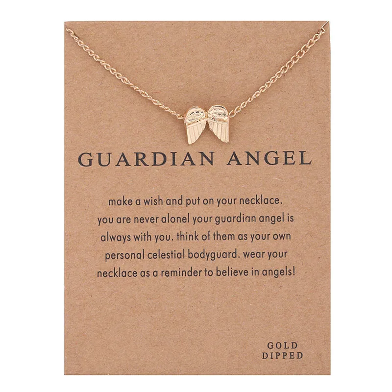 

ZHIMO Charm Card Neckalce Gold Silver Chain Angel Pendants Women Men Girl Boy Jewelry Valentine's Day Gifts