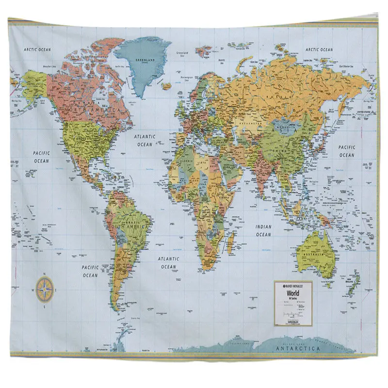 2019 Retro World Map Design Hanging Tapestry Yoga Mat Soft 4 Colors Polyester Wall Tapestry 1pcs Home Art Tapestry Bed Blanket