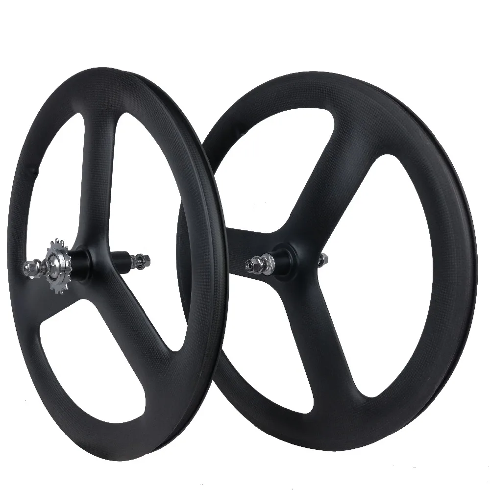Excellent new design 3 spoke 451 carbon wheels 451 tri spoke BMX carbon wheelset clincher wheels 11s fixed gear wheels 1