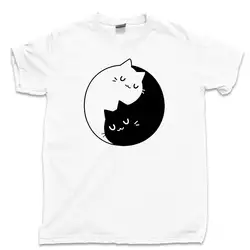 Yin Yang Cat Футболка мать кошек Игрушка кошечка сапоги кошачья кожа пушистая футболка