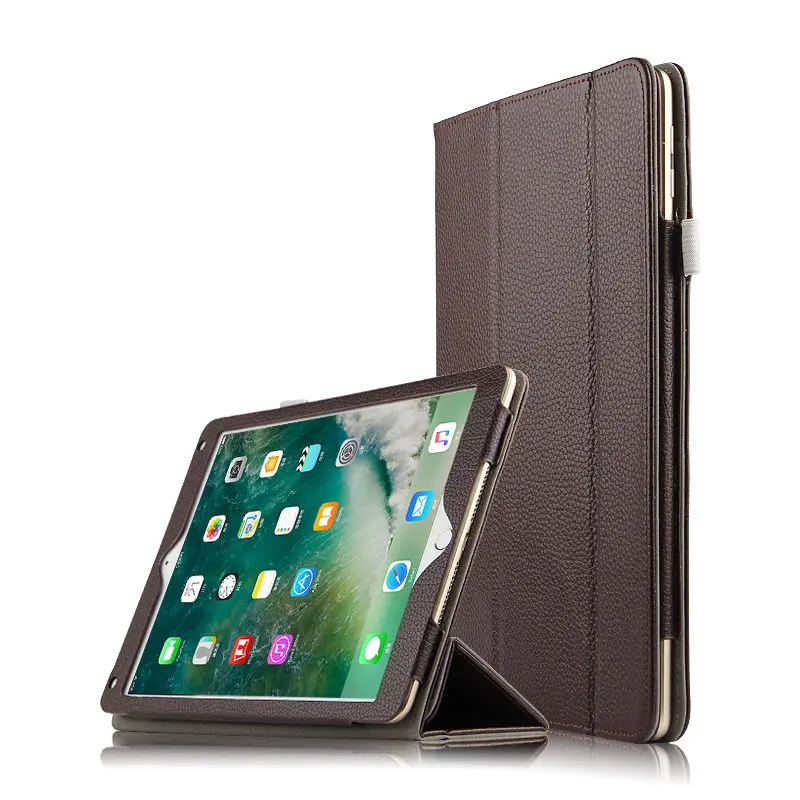 Чехол из воловьей кожи для iPad 9.7 дюймов Pattern список защитную обложку Smart Cover протектор Пояса из натуральной кожи Планшеты для iPad с рукавами 9.7 - Цвет: brown