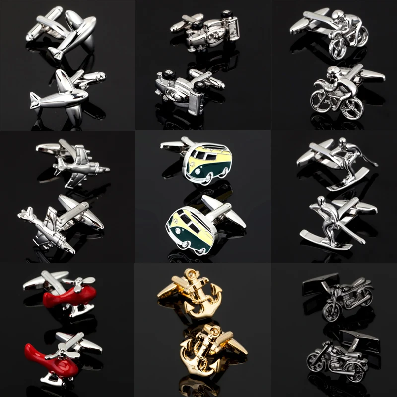 

Free shipping, 18 new high-end men's shirt Cufflinks bicycle / motorcycle / aircraft Cufflinks transport series Cufflinks