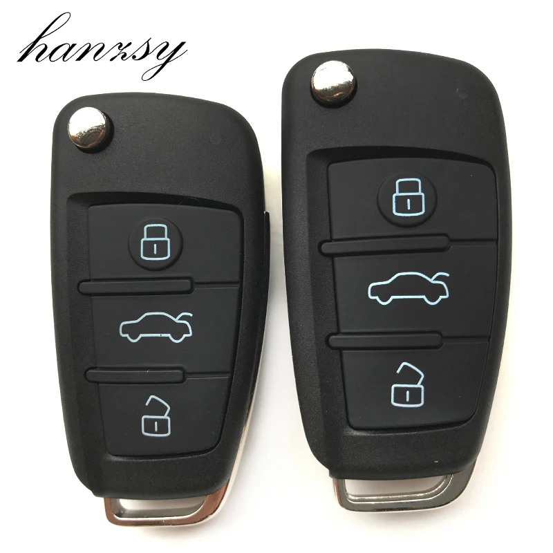 

3 Button Car Flip key housing Fob For AUDI A6 For VW VOLKSWAGEN Pasha Bora Skoda Seat Replaceable Remote key Case shell Cover