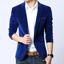 Mens blazer slim fit suit jacket black navy blue velvet 2020 spring autumn outwear coat Free