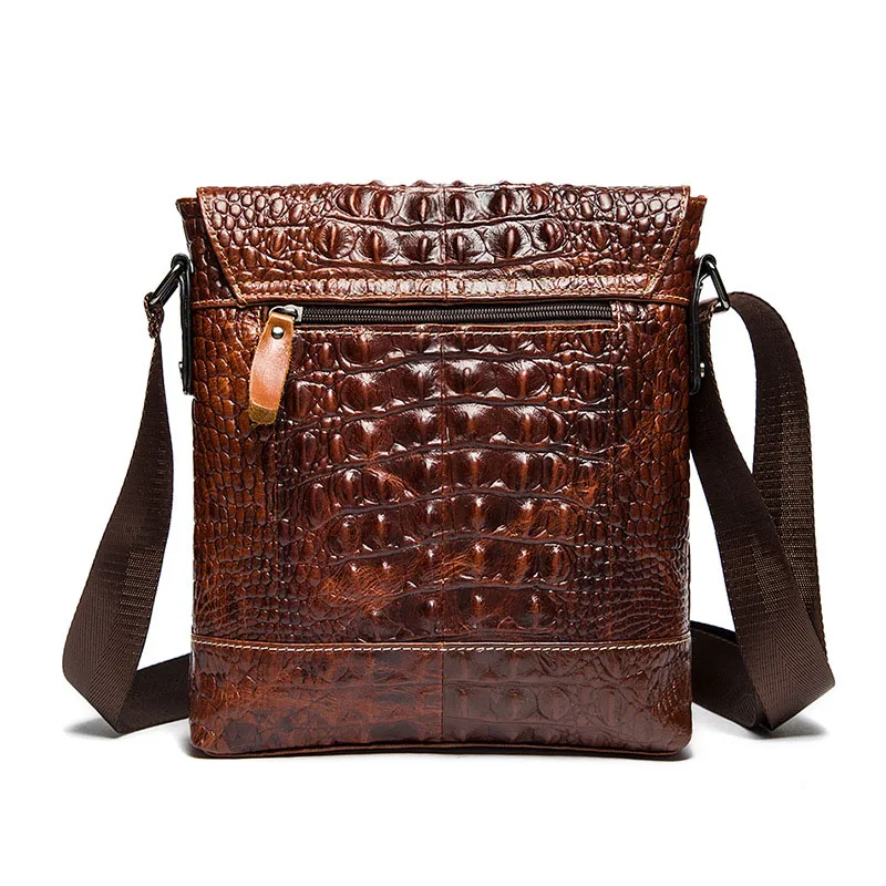 Fashion new wear-resistant printed crocodile pattern men bags Genuine Leather bag men's casual shoulder Messenger bags