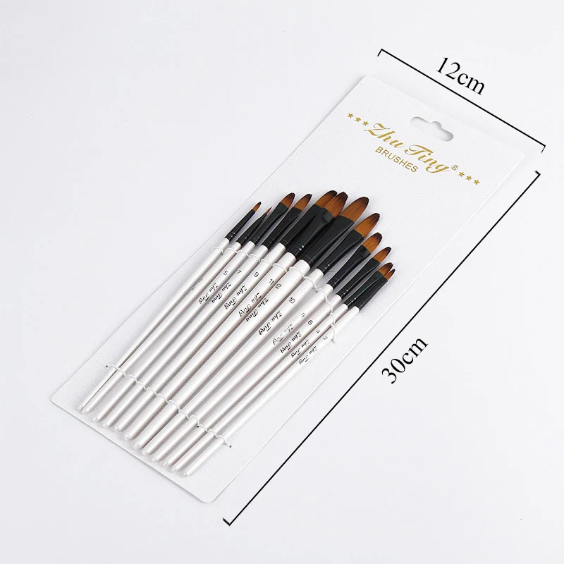 12 pcs/set Nylon Hair Paint Brush Art Brushes for Drawing Watercolor Gouache Oil Painting Brush For Art Learning Art Supplies