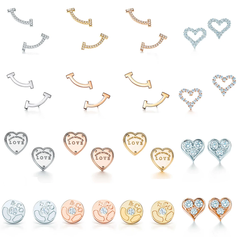 

TIFF 100% 925 Sterling Silver Circle Earring Fit DIY Original Jewelry Mini Smile Earrings Clear CZ Birthday Gift