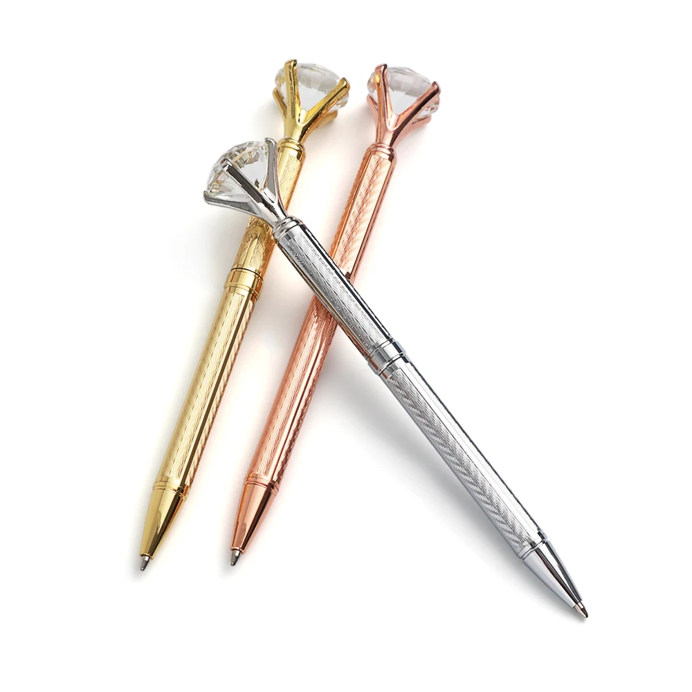 1PC 0.7mm Metal Ballpoint Pen with Big Diamond Crystal Signature Pen