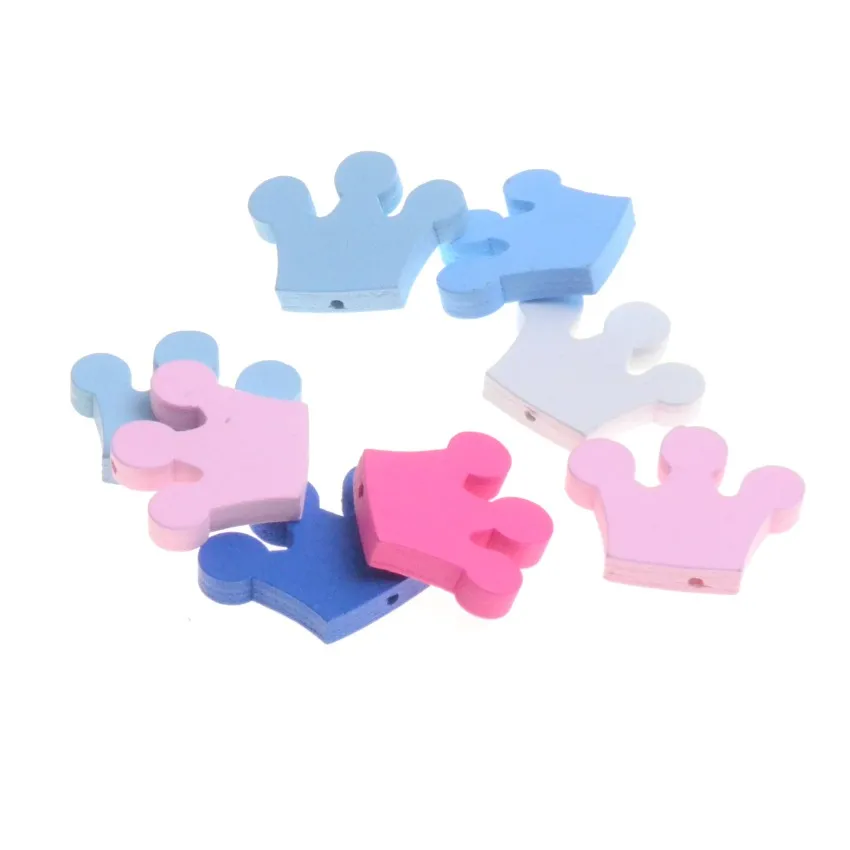 

MIAOCHI DIY 20PCs Natural wood Crown Spacer Wooden Beads For Kids Jewelry Making DIY Necklace 25x30mm