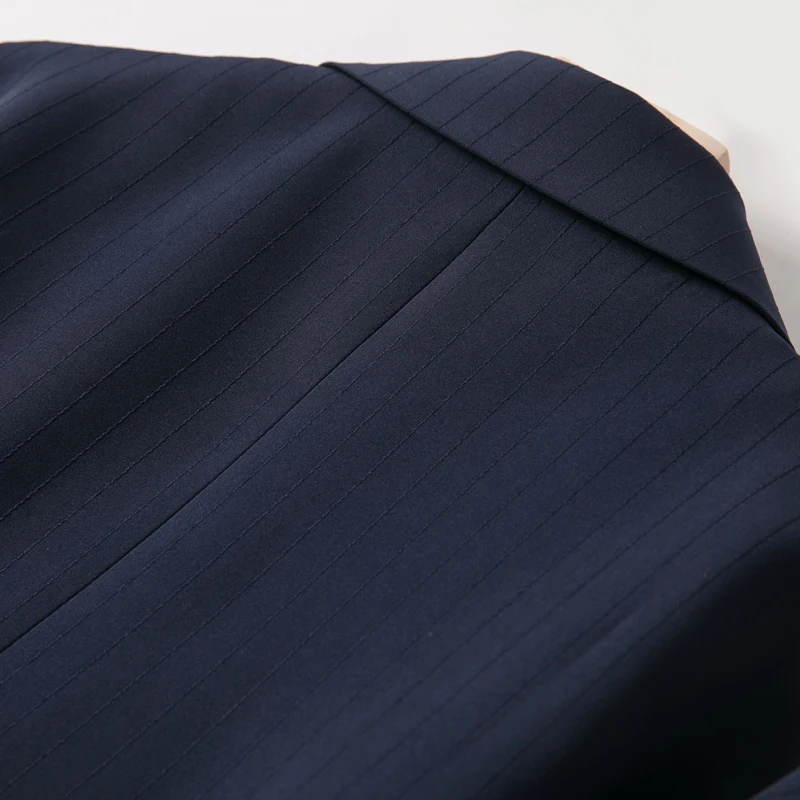 Shuchan Dark Blue Brazer Feminino Single Breasted Solid Women Blazers and Jackets with 3/4 Sleeve Long Blazer Women VS17C139E