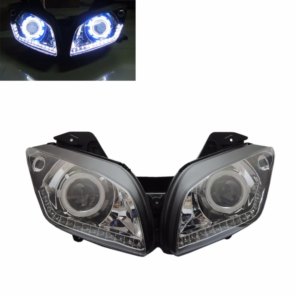 

KEMiMOTO Motorcycle HID CCFL Angel Eye Projector For Yamaha YZF R15 YZF-R15 2012 2013 2014 2015 2016 Headlight with LED