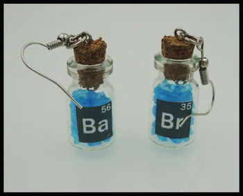 MOVIE EARRING WHOLESALE Breaking bad inspired crystal sky blue vial cork bottle earring bath salt BR BA ER745