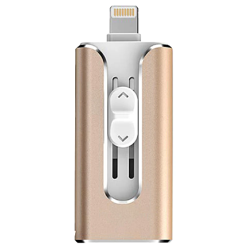 USB флэш-накопитель для iPhone X/8/7/7 Plus/6 Plus/6s/5/SE/ipad портативный флэш-накопитель HD флеш-накопитель 8 Гб оперативной памяти, 16 Гб встроенной памяти, 32 ГБ, 64 ГБ, 128 ГБ флэш-накопитель usb 2,0 - Цвет: Золотой