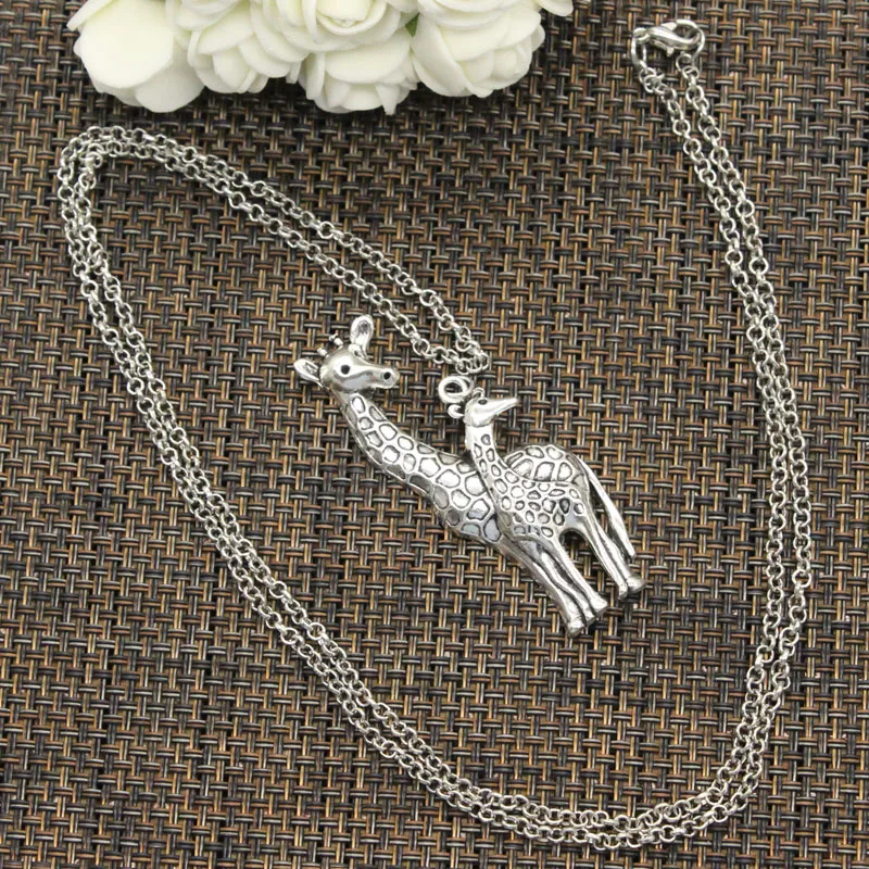New Fashion Tibetan Silver Color Pendant Giraffe Deer Choker Charm Short Long DIY Necklace Factory Price Handmade Jewelry