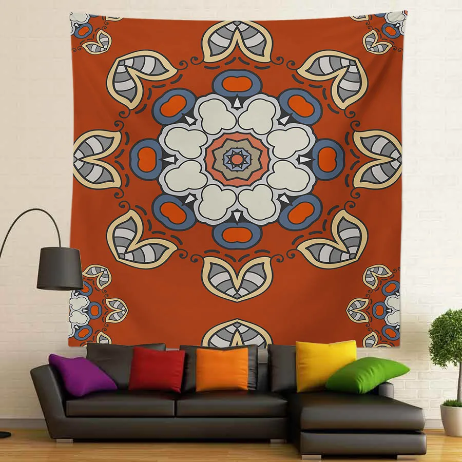 Indian Tapestry Wall Hanging Decorative Tapestries Boho Tapestry Yoga Mat Printed Lotus Pink