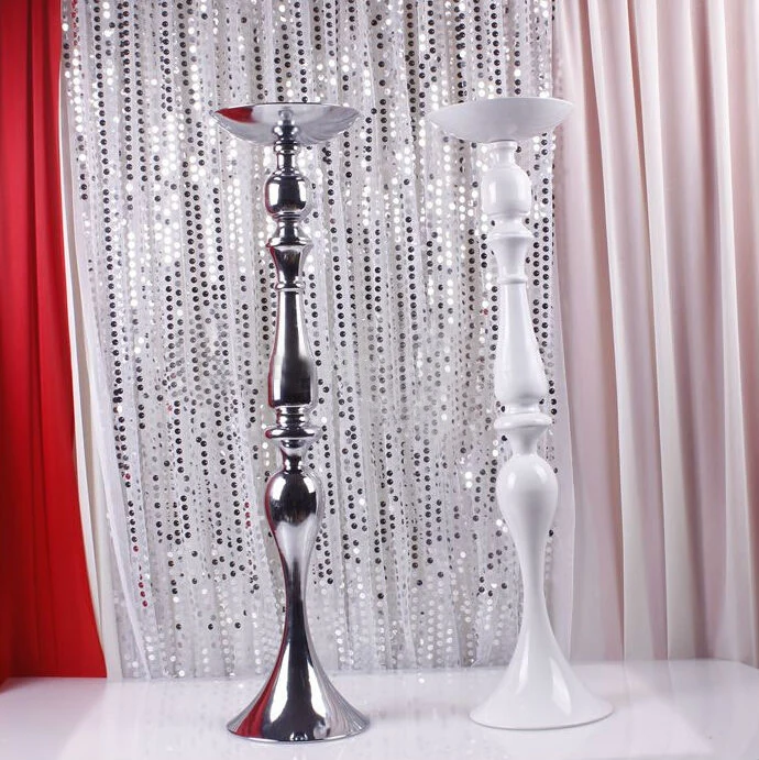 

73cm 29inch Tall Free Shipping silver wedding decoration centerpieces road led candle holders