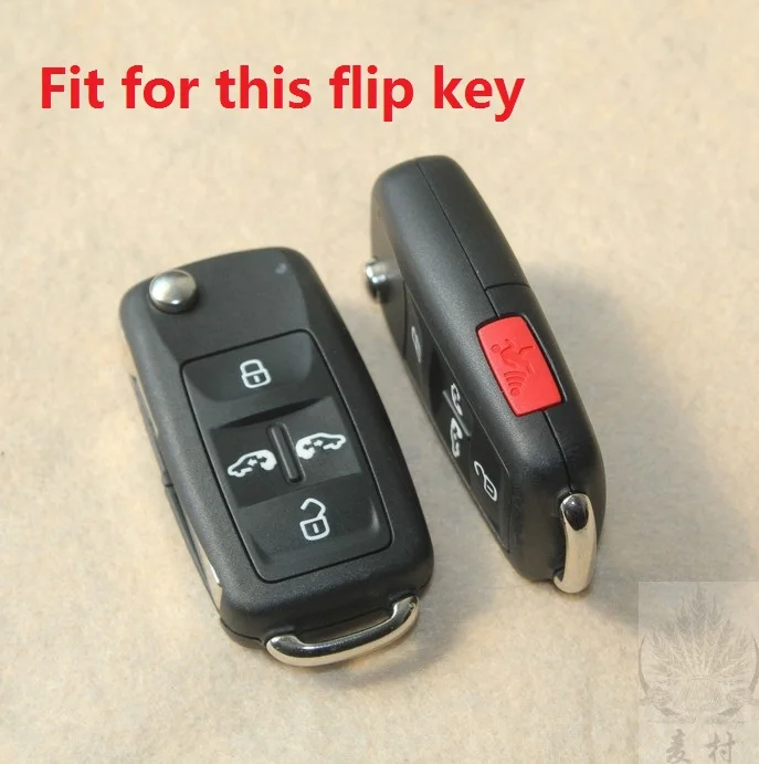 RUNFA AUTO Funda piel silicio LLAVE caso clave para Volkswagen VW Sharan Multivan T5 MVP 4 + pánico 5 botón flip plegable clave FOB