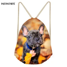 INSTANTARTS, повседневные женские сумки на шнурке, Забавные 3D Животные с принтом "Французский Бульдог", рюкзаки для мальчиков и девочек, мягкие пляжные сумки для хранения