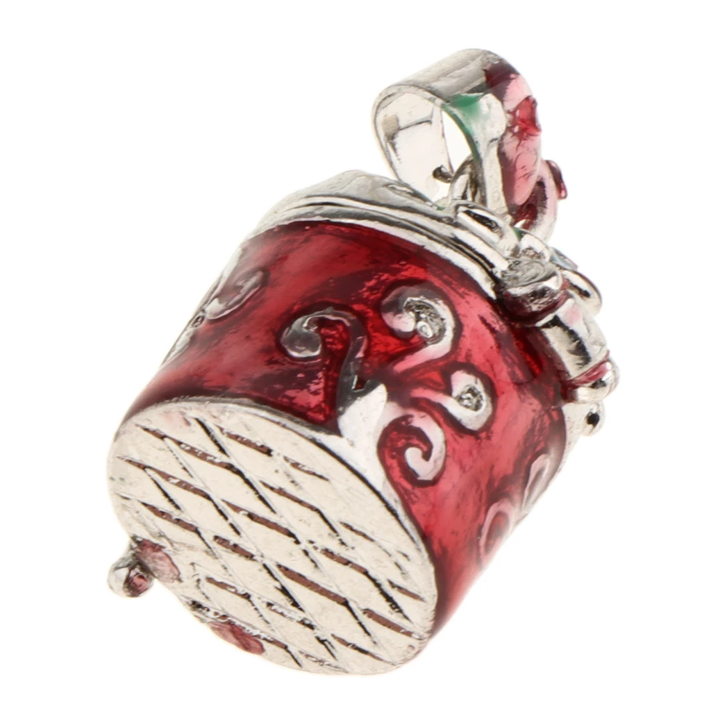Vintage Memorial Urn Pendant Ash Keepsake Enamel Color Flower Engraving Memorial Box
