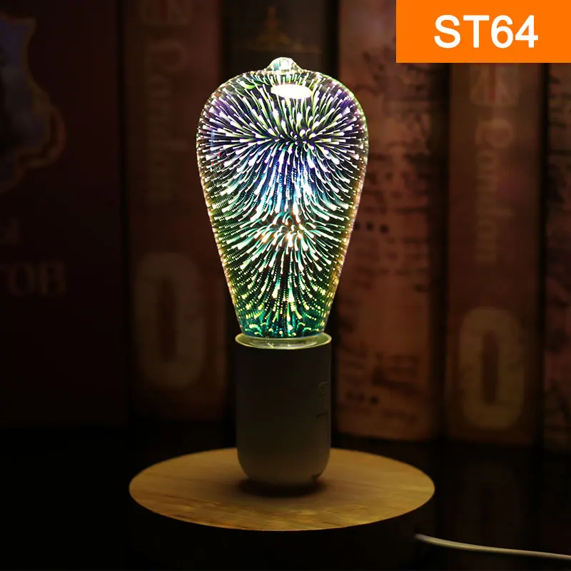Вечерние 3D звезда светодиодный Эдисон лампы 220V с серебряным покрытием Стекло красочные E27 светодиодный светильник праздничный новогодний декор ретро лампы накаливания светильник - Испускаемый цвет: ST64