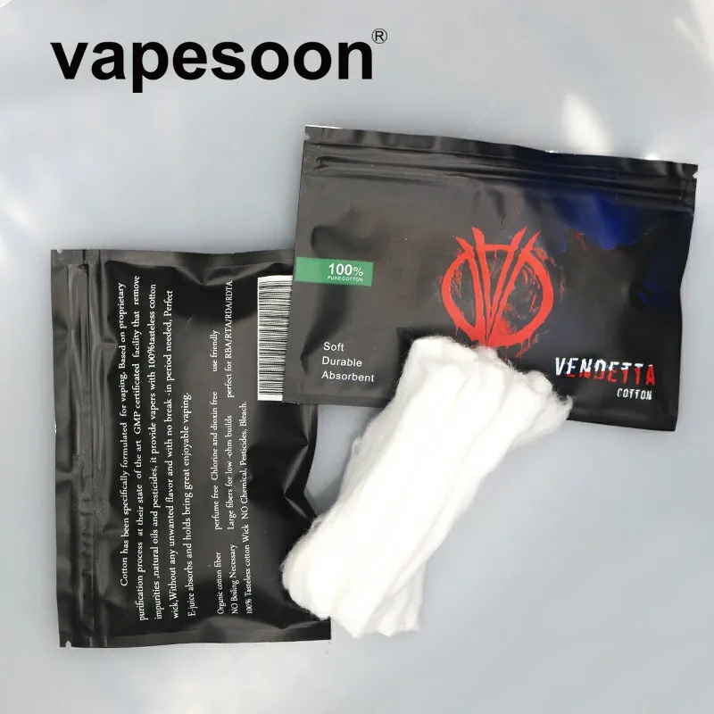 

vapesoon Vendetta 100% Pure Cotton for e-Cigarette RBA/RTA/RDTA Atomizer Tank DIY Vape Heat Wire Organic Cotton Wick