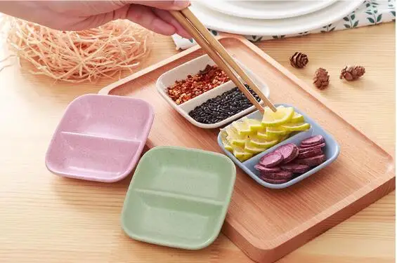 

1PC Kitchen Love Pure Color Wheat Straw Bowl Vinegar Seasoning Solid Soybean Dish Sauce Salt Snack Small Plate NX 016