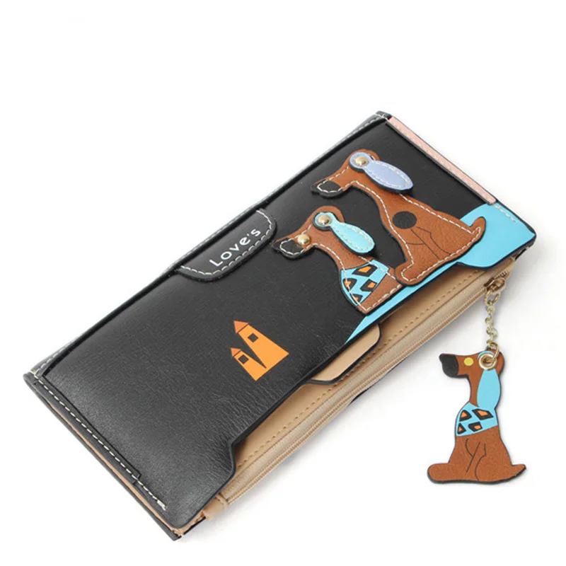 

Cute Cartoon Fashion Puppy Zipper Long Wallet Cartoon Dog PU Leather Women Wallets Ladies Clutch Card Holder Free shipping